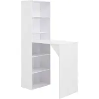 vidaXL Table de bar avec armoire blanche 115 x 59 x 200 cm