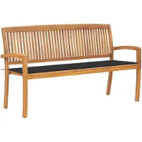 vidaXL Banc de jardin empilable avec support 159 cm bois massif teck