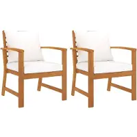 vidaXL Chaises de jardin 2 pcs. avec coussins crème acacia massif