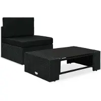 vidaXL Ensemble de salon de jardin 2 pièces poly rotin noir