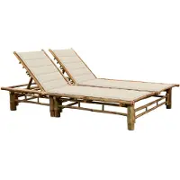 vidaXL Bain de soleil 2 personnes avec coussins en bambou