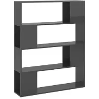 vidaXL Bibliothèque/Séparateur de pièce Gris brillant 100x24x124 cm