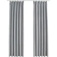 vidaXL Rideaux occultants avec crochets 2 pcs Gris 140x245 cm