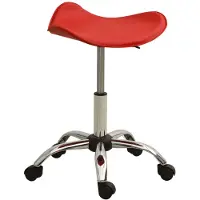 vidaXL Siège de bureau "Hamminkeln" en simili cuir (60% PVC, 25% polyester, 15% coton), acier chromé rouge. Dimensions (l/h/p) 44x57x44 cm
