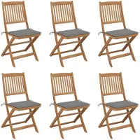 vidaXL Chaises de jardin pliantes 6 pièces avec coussins en bois massif d'acacia