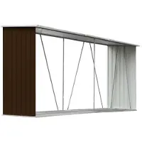 vidaXL Abri de stockage de bois Acier galvanisé 330x84x152 cm Marron