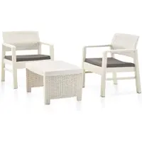 vidaXL Salon de jardin 3 pcs Plastique Blanc