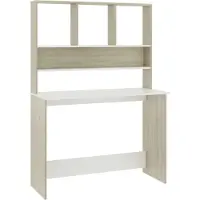 vidaXL Bureau avec étagères Blanc Chêne Sonoma 110x45x157 cm