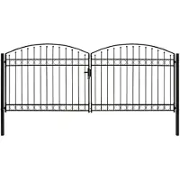 vidaXL Portillon double porte avec dessus arqué Acier 400x175 cm Noir