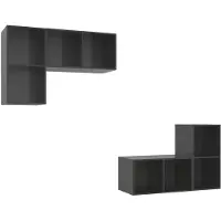vidaXL Meubles TV muraux 4 pièces Bois d'ingénierie gris brillant
