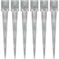 vidaXL Piquets au sol 6 pcs Argenté 12x12x89 cm Acier galvanisé