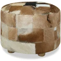 vidaXL Pouf cuir de chèvre Rond 50 x 50 x 45 cm