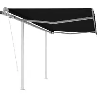 vidaXL Store automatique rétractable avec poteaux 3x2,5 m Anthracite