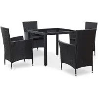 vidaXL Ensemble de jardin 5 pièces Poly rotin noir