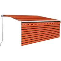 vidaXL Marquise manuellement rétractable avec store & LED 3x2,5 m Orange Marron
