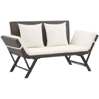 vidaXL Banc de jardin avec coussins 176 cm brun Poly rotin