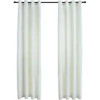 vidaXL Rideaux occultants avec anneaux 2 pcs Velours Crème 140x225 cm