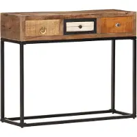 vidaXL Table console Golden 90x30x75 cm Vieux bois massif