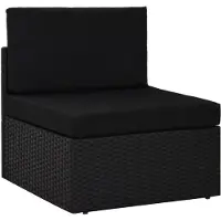 vidaXL Canapé central modulaire Poly rotin noir