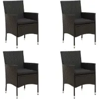vidaXL Chaises de jardin avec coussins 4 pcs. Poly rotin noir