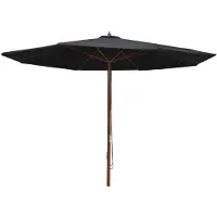 vidaXL Parasol avec mât en bois 350 cm noir