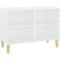 vidaXL Armoire TV avec pieds en bois massif blanc 69,5x30x50 cm