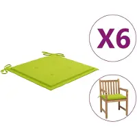 vidaXL Coussins de chaise de jardin lot de 6 vert vif 50x50x3 cm