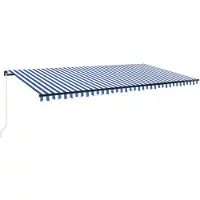 vidaXL Store manuel rétractable avec LED 600x300 cm bleu & blanc