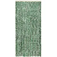 vidaXL Rideau anti-insectes vert et blanc 90x220 cm chenille