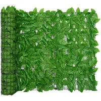 vidaXL Pare-vue de balcon avec feuilles vertes 300x100 cm