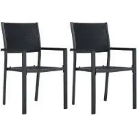 vidaXL Chaises de jardin 2 pcs. noir plastique aspect rotin