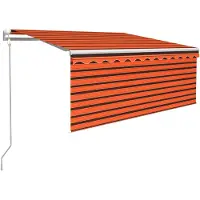 vidaXL Store automatique rétractable avec volant 3,5x2,5m Orange Marron