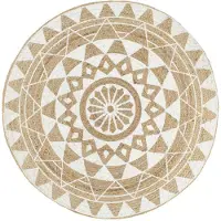 vidaXL Tapis fait à la main Jute avec imprimé blanc 90 cm