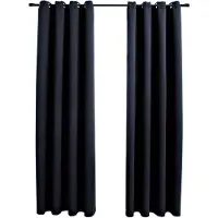 vidaXL Rideaux occultants avec anneaux en métal 2 pcs Noir 140x225 cm