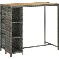 vidaXL Table de bar avec étagère Gris 120x60x110 cm Poly rotin