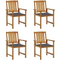 vidaXL Chaises de jardin avec coussins 4 pcs. Bois massif acacia
