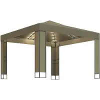 vidaXL Pavillon avec double toit & guirlande lumineuse LED 3x3x2,7 m Taupe