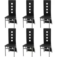 vidaXL Chaises de salle à manger 6 pcs. Similicuir noir