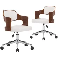 vidaXL Chaise de salle à manger 2 pcs. Pivotant Blanc Bois courbé et similicuir