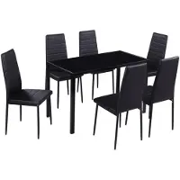vidaXL Ensemble de table à manger 7 pièces noir