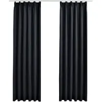 vidaXL Rideaux occultants avec crochets 2 pcs Noir 140x175 cm