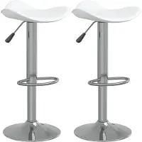vidaXL Tabouret de bar 2 pcs. Blanc Acier chromé et similicuir
