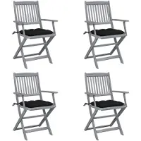 vidaXL Chaises de jardin pliantes 4 pièces avec coussins en bois massif d'acacia
