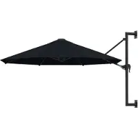 vidaXL -Parasol mural avec mât métallique 300 cm noir