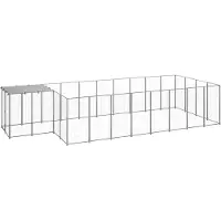 vidaXL Chenil Argenté 10,89 m² Acier