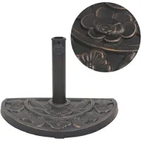vidaXL Pied de parasol résine semi-circulaire bronze 9 kg