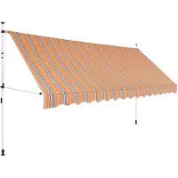 vidaXL Store rétractable manuel 350 cm jaune/bleu rayé
