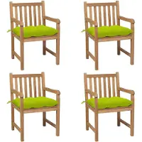 vidaXL Chaises de jardin 4 pcs. avec coussins vert clair teck massif