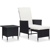 vidaXL Ensemble salon de jardin 2 pièces avec coussins Poly rotin noir