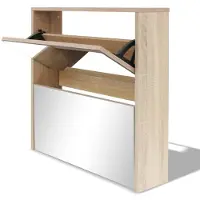 vidaXL Meuble à chaussures 2 étages avec miroir 63x17x67 cm Chêne